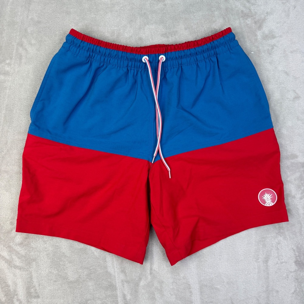 Chubbies Swim Trunks Mens S Red Blue Regular Colorblock 7 Inseam Summer Beach